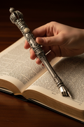 Moriah Cross Works Christian Heirloom Bible Reader Pointer with Jerusalem stone cabochon, silver-finished design